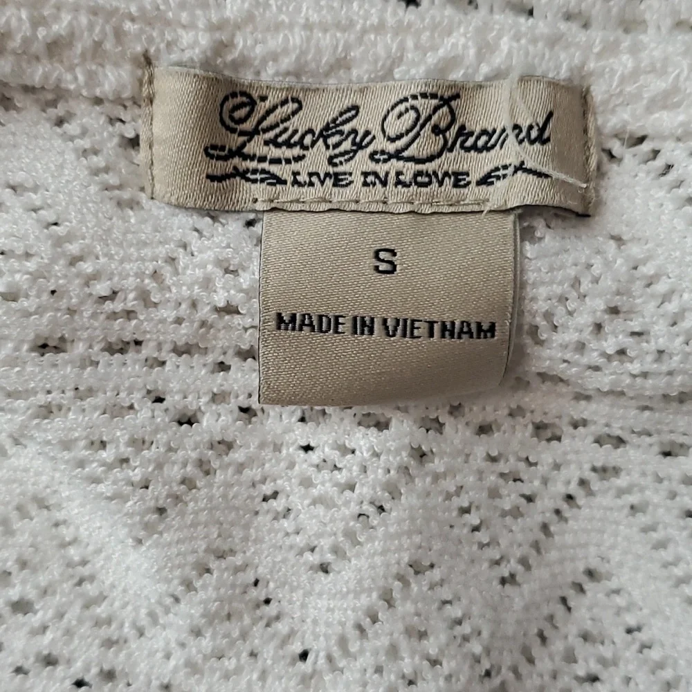 Lucky Brand White t-shirt top mesh oversize boho women size S
